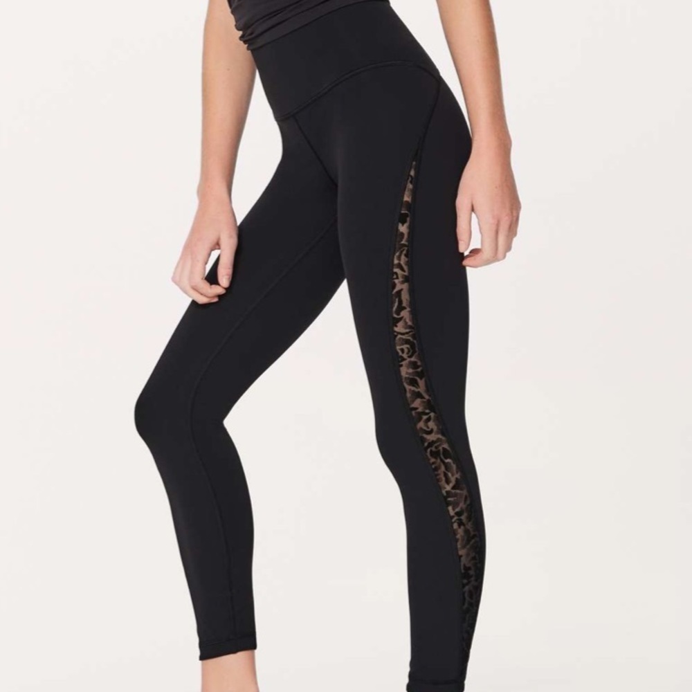 Lululemon Meant To Move Flocked Mesh Leggings Tights 4